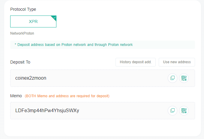 How to transfer Proton XPR to and from CoinEx