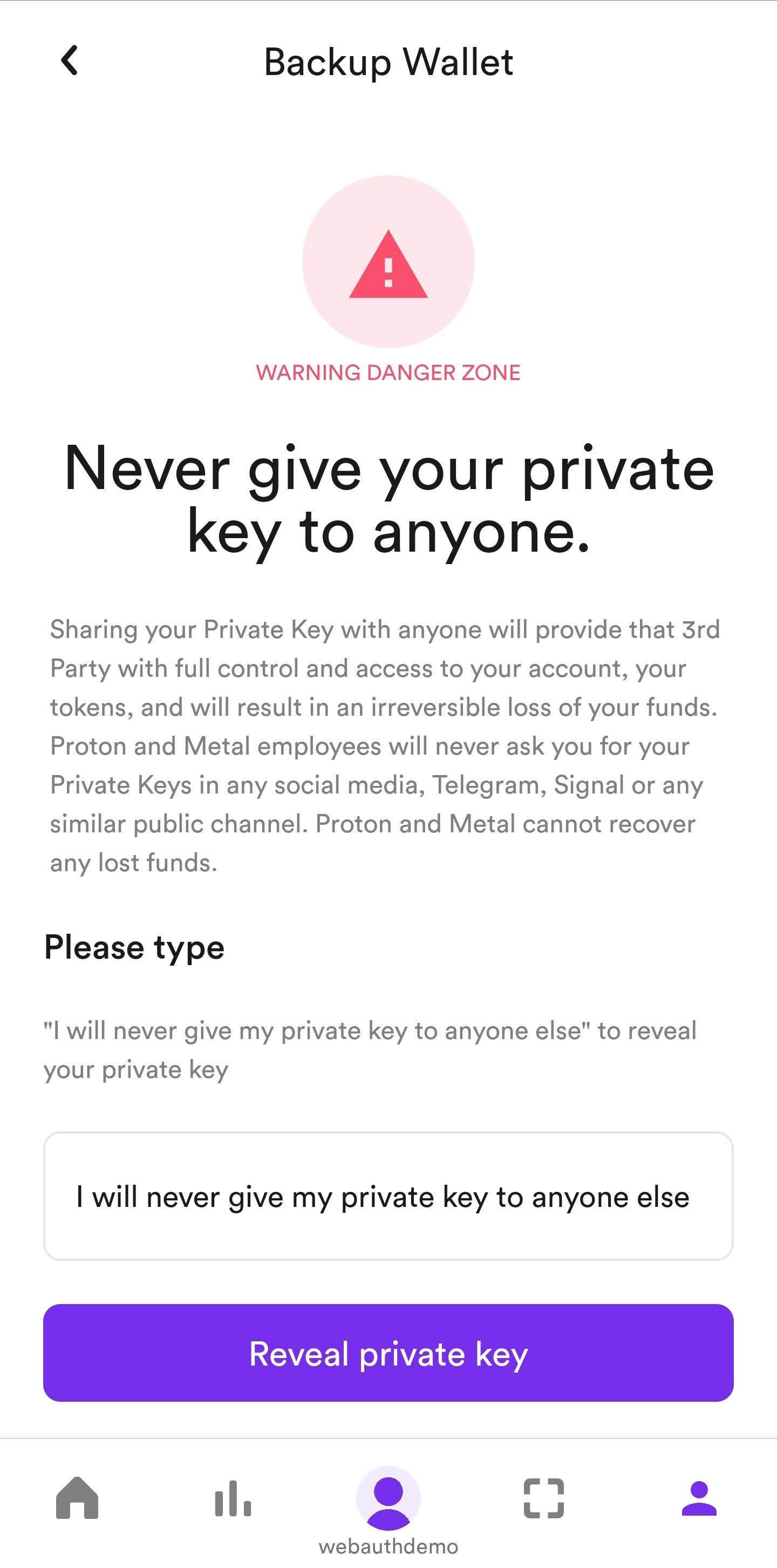 The importance of WebAuth.com Wallet private key